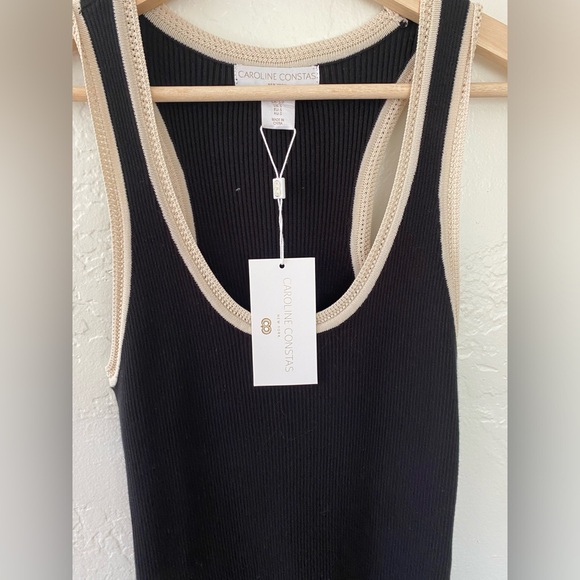 Caroline Constas✨Knit Tank Midi Dress- Black Ribbed - Picture 3 of 3